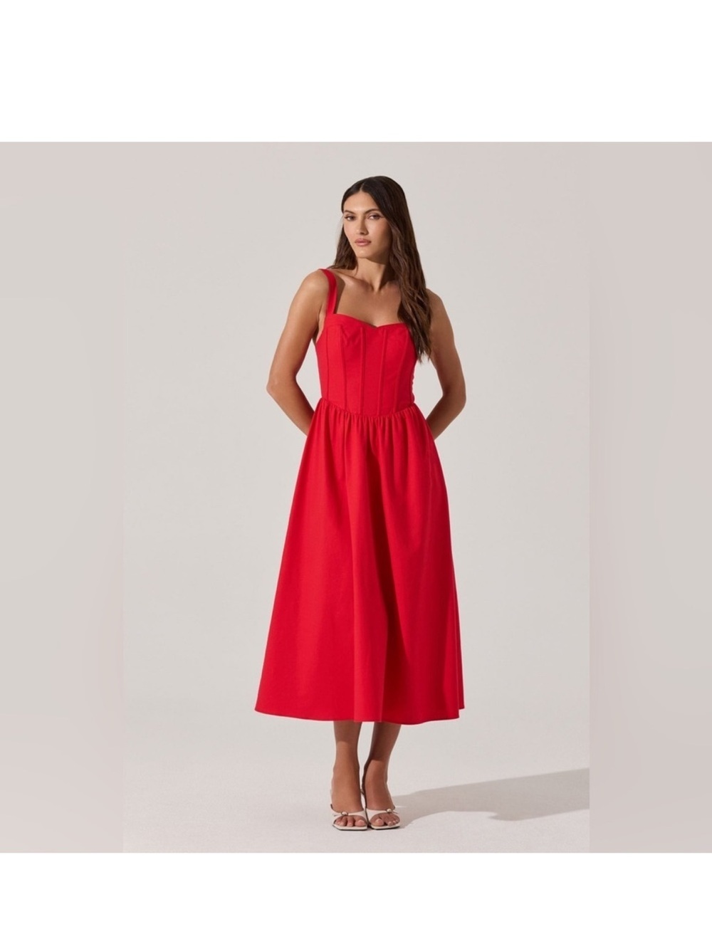 ASTR The Label Sweetheart Corset Linen Dress M B3040